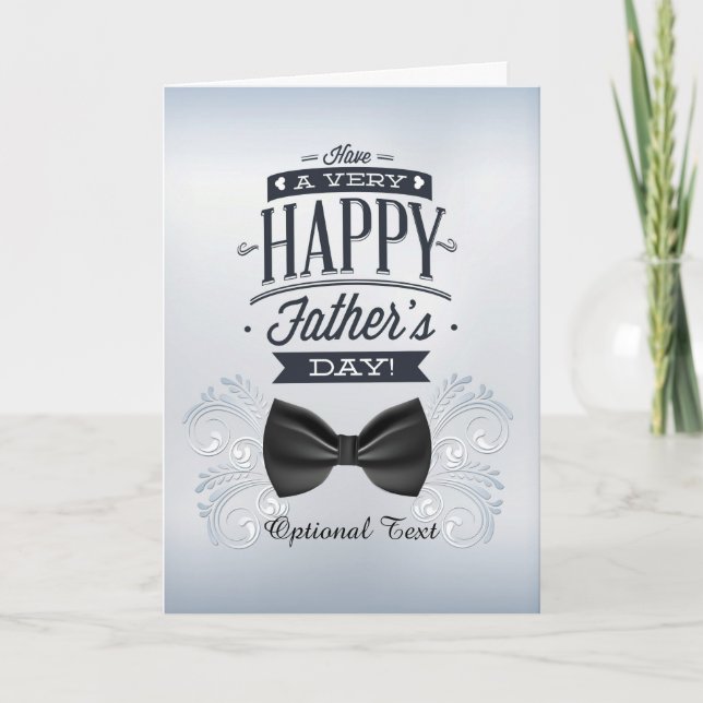Elegant Bow Tie and Swirls-Lycklig Fars dag Kort (Framsida)