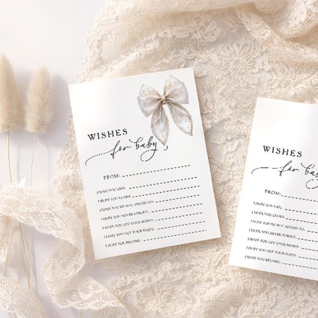 Elegant Bow Wishes For Baby Advice Game Card (Skapare uppladdad)