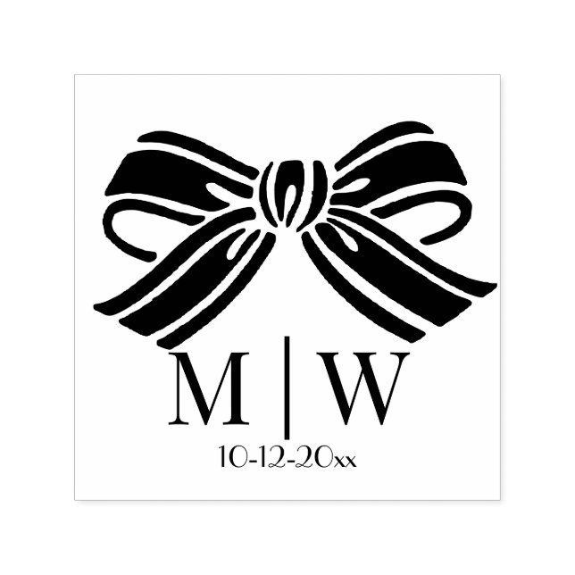 Elegant Bowslinga #5 Brudpar Initialer Datum Självfärgande Stämpel (Design)