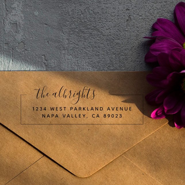 Elegant Box Family Namn-skript, Returadress Självfärgande Stämpel (Skapare uppladdad)