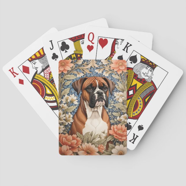 Elegant Boxer Dog William Morris Inspired  Casinokort (Baksidan)