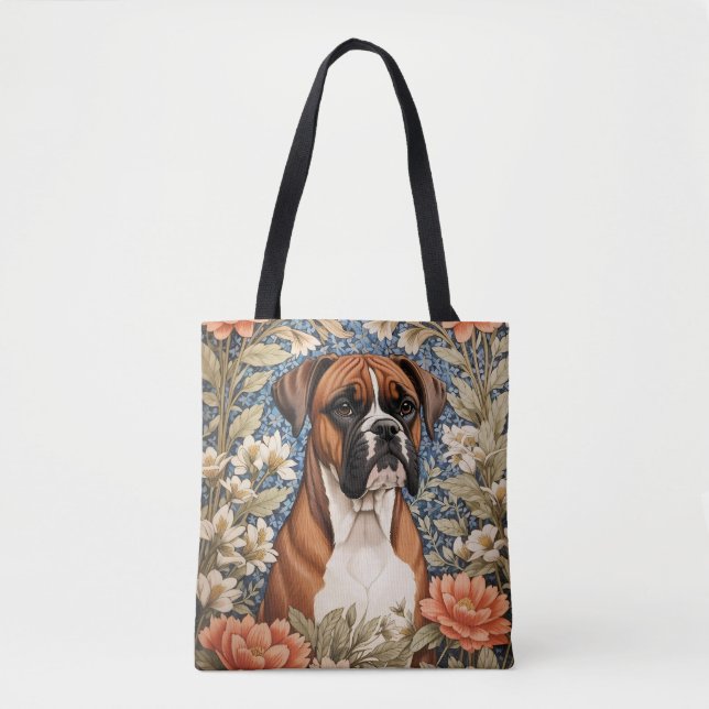 Elegant Boxerhund William Morris-inspirerad  Tygkasse (Framsida)