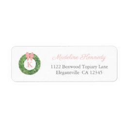 Elegant Boxwood Monogram Flicka Returadress Returadress Etikett