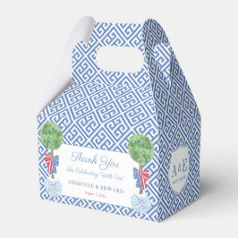 Elegant Boxwood Topiary Monogram juli 4 Bröllop Presentaskar