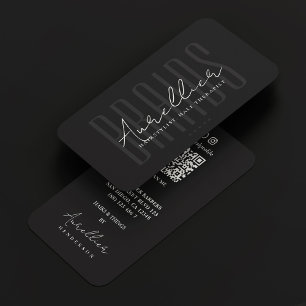 Elegant Braids Hair Stylist Therapist Black Script Visitkort