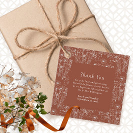 Elegant Bränd Orange Blommigt Bröllop Tack Gåvor Etiketter