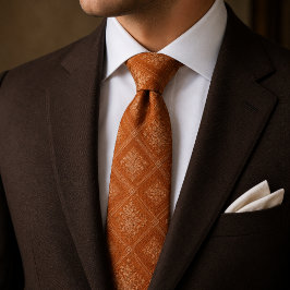 Elegant bränd orange blomstergeometrisk slips
