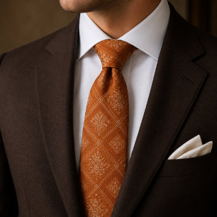 Elegant bränd orange blomstergeometrisk slips