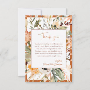 Elegant bränd orange höstblommig bröllopsdusch tack kort