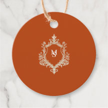 Elegant bränd orange monogram topp bröllopsfavor