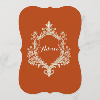 Elegant bränd orange monogram topp bröllopsråd rådkort