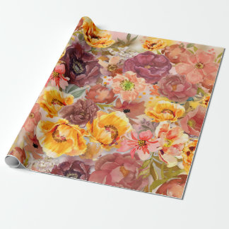 Elegant bränd orange rost vattenfärg blomsterinpac presentpapper