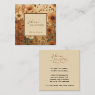 Elegant Bränd Sienna Boho Chic Vattenfärg Blommig Fyrkantigt Visitkort