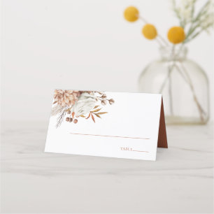 Elegant Bränn vattenfärgsblommor för Orange Placeringskort