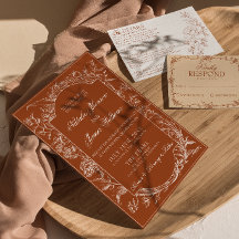 Elegant Bränt Orange Blommig Boho Terrakotta Bröll