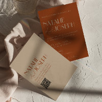 Elegant Bränt Orange Guld QR-kod Gammaldags Pengar
