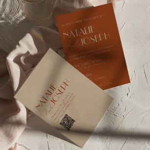 Elegant Bränt Orange Guld QR-kod Gammaldags Pengar Inbjudningar