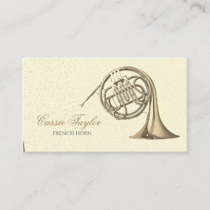 Elegant Brass Fransk Horn Musician Music Lärare Visitkort