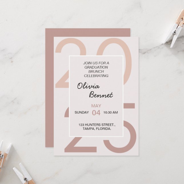 Elegant Breakfast Studenten Brunch för henne Inbjudningar (Fram/Back In Situ)