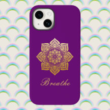 Elegant Breathe Deep Lila och Guld Mandala