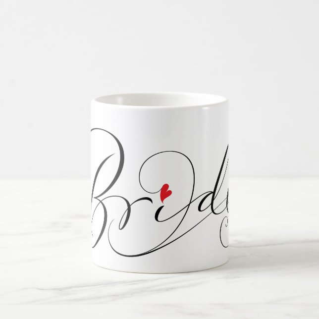Elegant Bredband Kalligrafi Skript Red Heart Kaffemugg (Center)