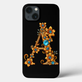 Elegant Brev A dekorerad med Golden Flowers