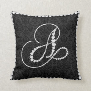 Elegant Brev A Pärlande diamanter - Monogram Kudde