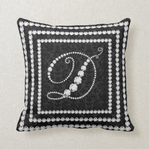 Elegant Brev D Pärlande diamanter - Monogram Kudde