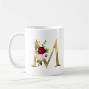 Elegant Brev M Burgundy Ro Monogram Kaffemugg
