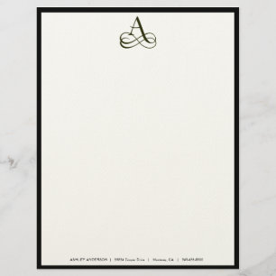 Elegant brevhuvud för Monogram "A" i Ecru