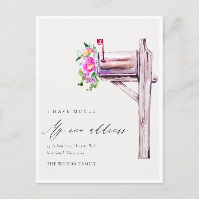 Elegant Brevlåda med livlig Rosa Blommigt som jag  Vykort (Framsida)