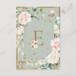 Elegant brevvattentecken E monogram vattenfärg blo Tack Kort