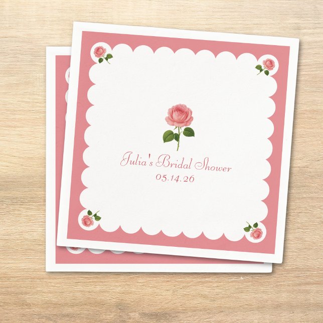 Elegant Bridal Shower Classic Dusty Rose Girly Pappersservett (Skapare uppladdad)