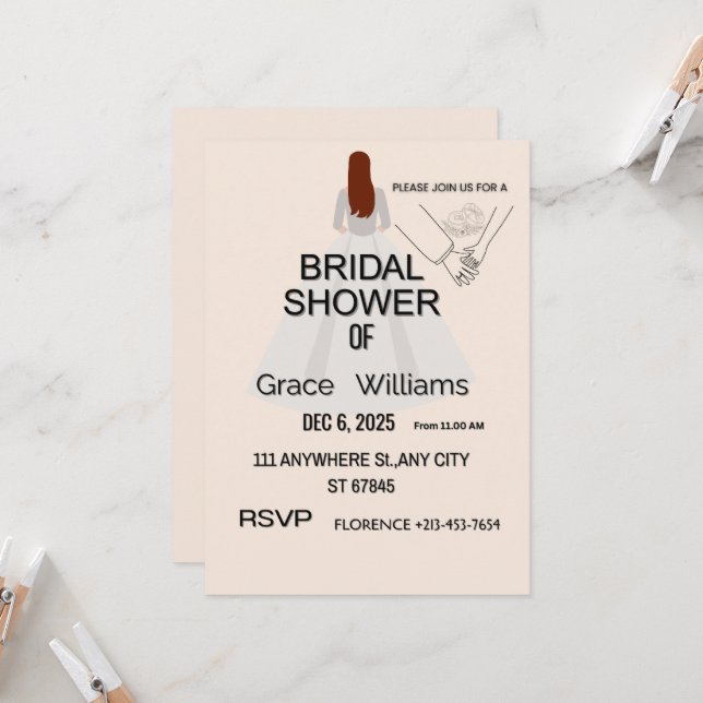 Elegant Bridal Shower Invitation | Printable & Cus (Fram/Back In Situ)