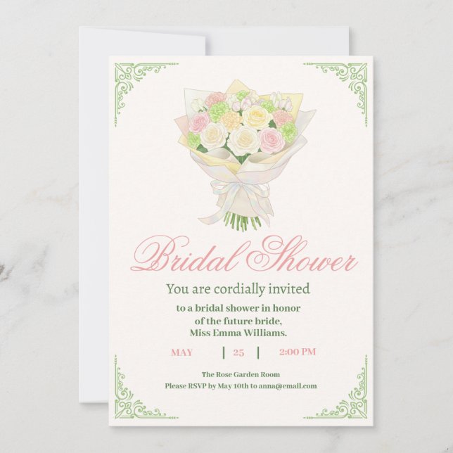 Elegant Bridal Shower Invitation with Japanese  Spara Datumet (Framsida)