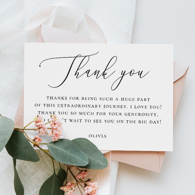 Elegant Bridal Shower Note | Minimalist Script Tack Kort (Skapare uppladdad)