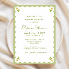 Elegant Bridal Shower Sage Green Daisy Simple Chic Inbjudningar