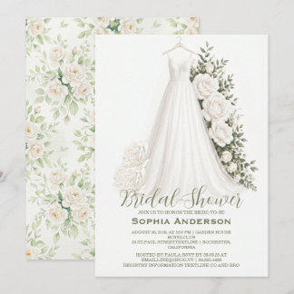 Elegant Bridal Shower with Wedding Dress  Inbjudningar