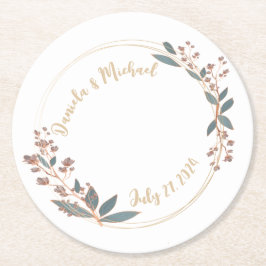 Elegant Bride and Groom Bröllop Pub Underlägg Papper Rund