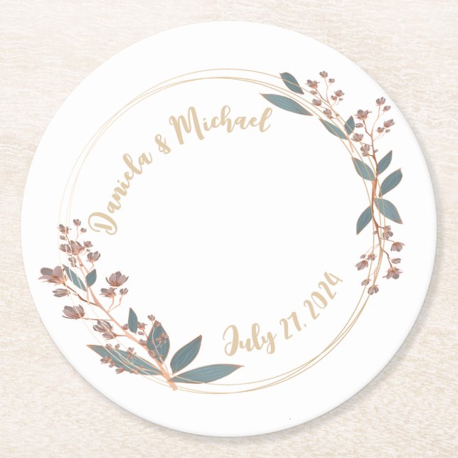 Elegant Bride and Groom Bröllop Pub Underlägg Papper Rund (Framsidan)