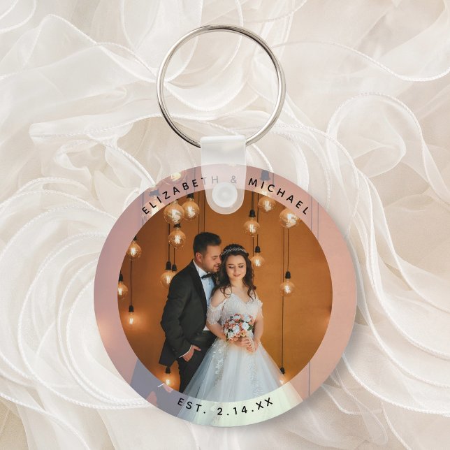 Elegant Bride and Groom Couple Photo Wedding Favor Nyckelring (Skapare uppladdad)