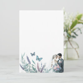 Elegant Bride and Groom med Lavender Inbjudningar