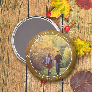Elegant Bride and Groom Photo Fall Wedding Favor Magnet