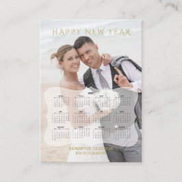 Elegant Bride and Groom Photo Mini Calendar Visitkort