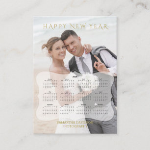 Elegant Bride and Groom Photo Mini Calendar Visitkort
