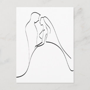 Elegant Bride and Groom Silhouette-mall Vykort
