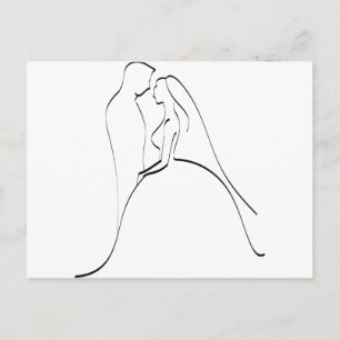 Elegant Bride and Groom Silhouette-mall Vykort
