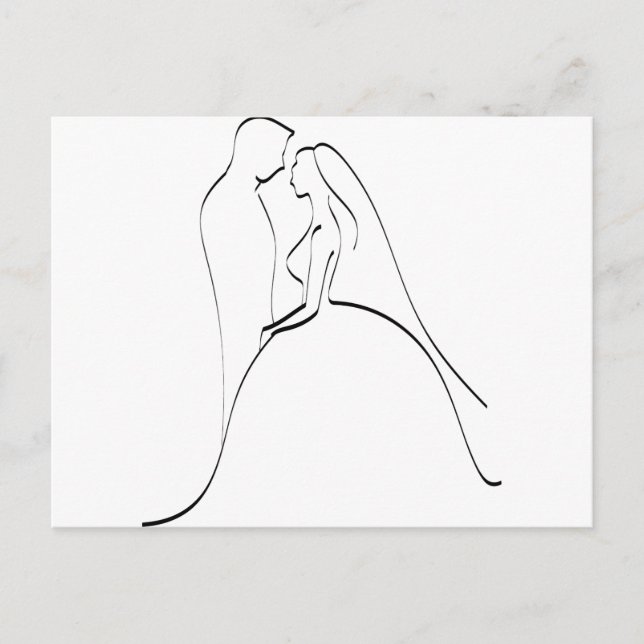 Elegant Bride and Groom Silhouette-mall Vykort (Framsida)