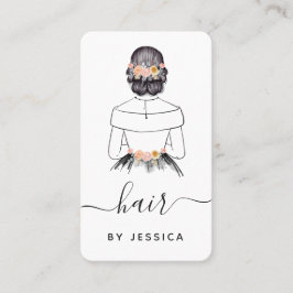 Elegant Bride Blommigt Chic Hairstyle Braid QR-kod Visitkort