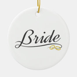 Elegant Bride Bröllop Calligraphy Ceramic Ornament